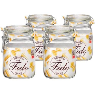 Imagem de Kit 4 Pote Hermético Compota Vidro com Tampa Vedação 1 Litro Porta Ali