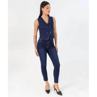 Imagem de Calça Jeans Skinny Feminina Barra Desconstruída Azul-22025 - Vizzy, Je
