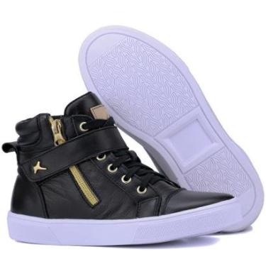 Imagem de Bota Sneakers Casual Mr Gutt em Couro Preto Mulher-Feminino