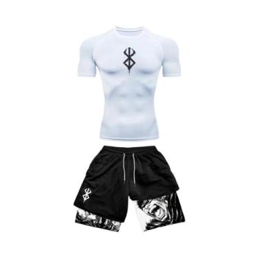 Imagem de Conjunto de Ginástica Masculino com Compressão 3D - Manga Curta e Shor