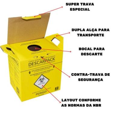 Imagem de Caixa coletora nr 7 perfurante/cortante descarpack - kit 5 unidades, C