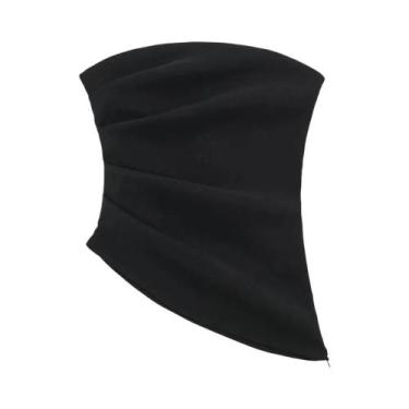 Imagem de Top Corset Feminino Sem Mangas Com Pregas E Zíper Assimétrico, Estilo 