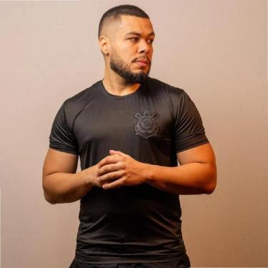 Imagem de Camiseta Corinthians Oficial Masculina All Black Leve DryFit - Coimbra