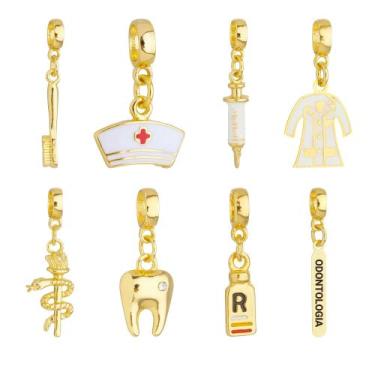 Imagem de Berloques Odontologia Dentista Odonto Banhado a Ouro 18k - WORK SEMIJO