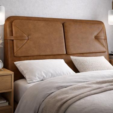Imagem de Cabeceira Cama Box King Estofada 195cm Mali P05 Couríssimo Whisky - Lyam Decor