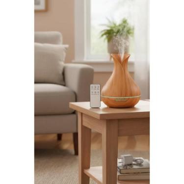 Imagem de 2x Difusor Aromaterapia 400ml LED Madeira Ultrassônico - Congratulatio