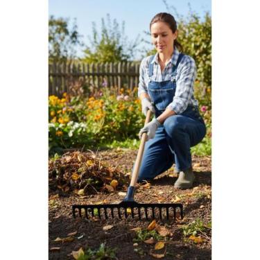 Imagem de 2x Rastelo Ancinho 16 Dentes Aço Curvo Preto Sem Cabo - Congratulation