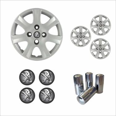 Imagem de Jogo Calota Aro 14 206 207 307 2010 à 2016 Peugeot + Emblema Resinado 