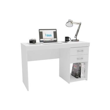 Imagem de Mesa Computador Escrivaninha Malta c/ 2 Gavetas Branco - Politorno