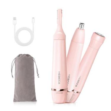 Imagem de Aparador de pelos faciais HEBECA FT3001 3 em 1 para mulheres rosa