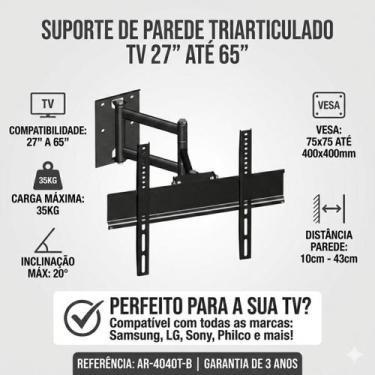 Imagem de Suporte aticulado de parede para telas de 27 a 65 polegadas triarticul