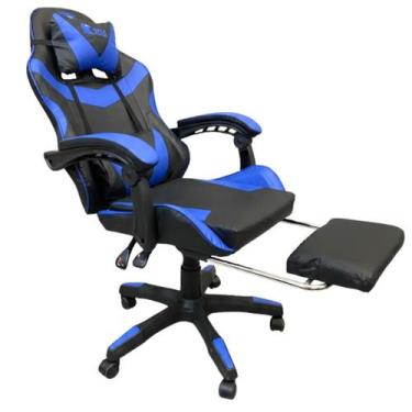 Imagem de Cadeira Gamer Eagle Force Azul Reclinável 135 até 120kg PU Ergonômica 