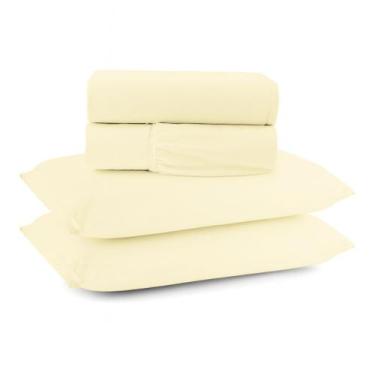 Imagem de Jogo de Cama 4 Peças 100% Algodão Malha c/ Elástico Macio Antipilling 