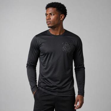 Imagem de Camiseta corinthians masculina manga longa uv dry bordado-Masculino