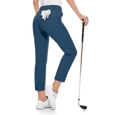 Imagem de Calças de golfe M MOTEEPI Moteepi femininas, tornozelo reto, azul, XL