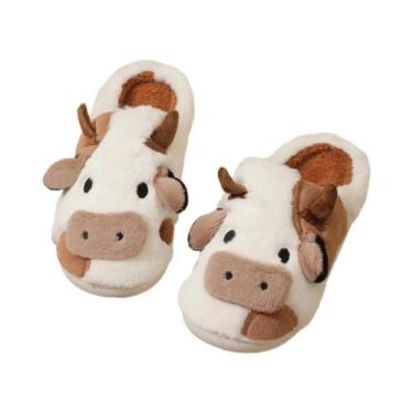 Imagem de Pantufas De Pelúcia De Vaca Em Estilo Cartoon Neutras Para Casais, Ant