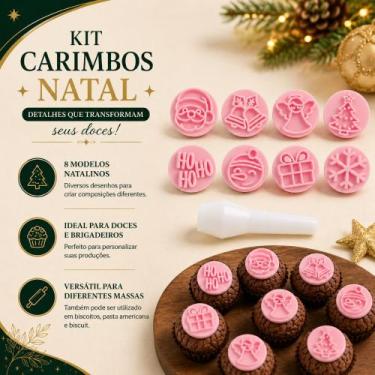 Imagem de Kit 8 Carimbos Natal Doces Finos Brigadeiros Gourmet Rosa BlueStar - B