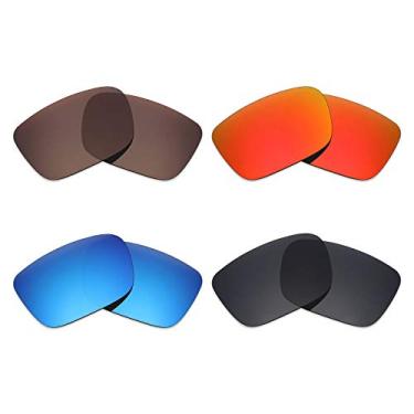 Imagem de 4 pares de lentes polarizadas de substituição Mryok para óculos de sol Spy Optic Helm – Stealth preto/vermelho fogo/azul gelo/bronze marrom