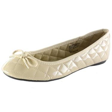 Imagem de Alpine Swiss Sapatilhas femininas de couro envernizado Aster Slip On Ballet, Bronzeado, 5