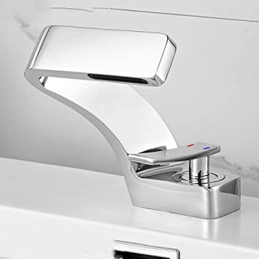 Imagem de Torneira de bacia montada no deck do banheiro torneira de pia preta de furo único torneira de água quente e fria mitigeur salle de bain torneira misturadora, cromo, china