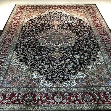 Imagem de Tapete de seda artesanal puro de 1,5 m x 2,4 m tapete padrão oriental para quarto