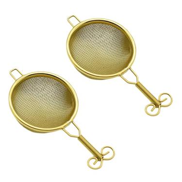 Imagem de UPTALY 2 peças de coadores de chá com cabo longo, peneira de chá de aço inoxidável 18/10, filtra o dreno de chá para o jogo de chá Kung Fu, infusor de chá pequeno e difusor de chá reutilizável