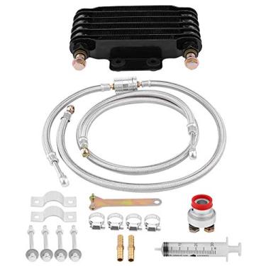 Imagem de Resfriador de óleo do motor, kit de sistema de radiador de refrigeração de óleo do motor de 85 ml para motor Honda GY6 100CC-150CC (preto)