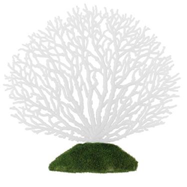 Imagem de Ornamento de artificial Tira ornamento de planta de Efeito brilhante Decoração artificial de silicone para aquário paisagem de aquário (branco)