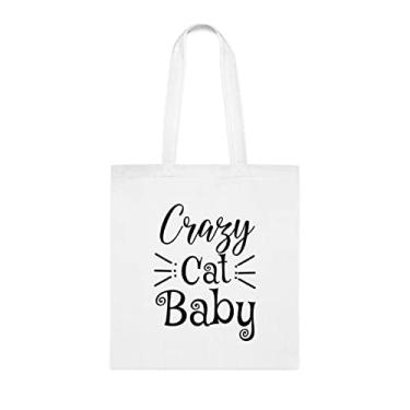 Imagem de Bolsa de bebê Crazy Gat, presente de bebê de gato, bolsa de ombro de bebê de gato, sacos reutilizáveis de bebê de gato, ideia de presente de cesta de Natal de aniversário, presente