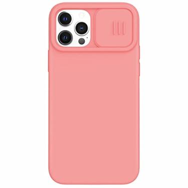 Imagem de Capa de telefone de silicone líquido de proteção de câmera deslizante para iphone 13 pro max 12 mini 11 xs max xr x 8 7 plus se 2 tampa de janela push, rosa, para iphone 12pro max