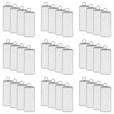 Imagem de PH PandaHall 50 pçs Pingente de Aço Inoxidável Configurações de cabochão Bisel Retangular Pingente Bandejas em branco Calefação Cameo Cabochon Configurações para Joias Fazendo Descobertas DIY