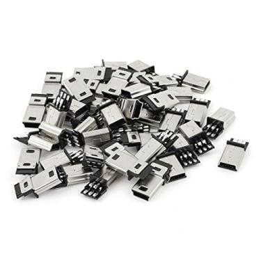 Imagem de uxcell 45 peças Mini USB 5 pinos Tipo B conector macho PCB tomada de montagem