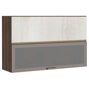 Imagem de Armário Aéreo 120cm 2 Portas Prata Dourado Com Legno Crema