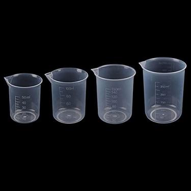 Imagem de Copos de mistura de resina 50/100/150/250 ml, copos de medição líquida, copo de plástico, copos de resina epóxi de graduação para alimentos de pintura epóxi de resina, uso em laboratório - 4 peças