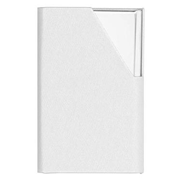 Imagem de Titular do cartão de visita, visor de aço inoxidável do titular do cartão com grande capacidade para mesa para comercial (branco, 007 # fio de grão)