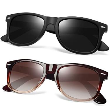 Imagem de Óculos de Sol Masculinos Femininos Polarizados Quadrado Óculos de Sol Esportivos para Dirigir UV Proteção (Gradiente Marrom + Preto Fosco)
