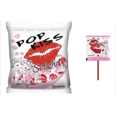 Imagem de Pirulito Pop Kiss Selinho Cereja Pacote C/50unid - 500g