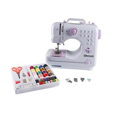 Imagem de Máquina de costura portátil de 2 pontos com lâmpada e cortador de pedal - Eletrodomésticos - Kit de costura de 2 velocidades - Máquina de costura para iniciantes - Kit de costura - Acessórios de
