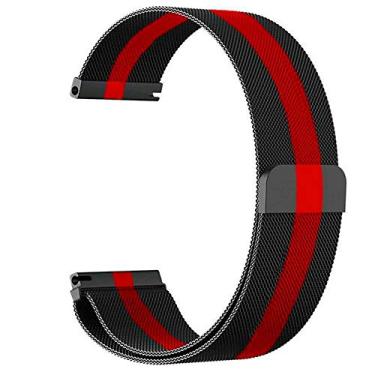 Imagem de Pulseira extra para Garmin Forerunner 245/645 Music/Vivomove/Vivomove HR and Active 3 (Preta com vermelha aço)