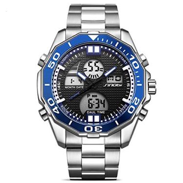 Imagem de Relógio Masculino Dupla Exibição Digital Analógico Relógio de Pulso À Prova D'agua Calendário Completo (C1)