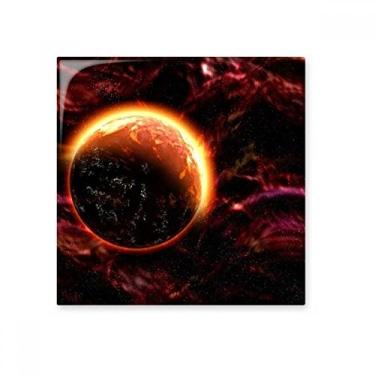 Imagem de Planeta Vermelho Escuro, Universo ArtDéco, Presente Fashion Cerâmica Azulejo Brilhante, Pedra Adorna de Tijolos