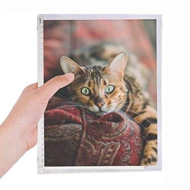 Imagem de Caderno de fotografia de gato com olho verde animal, diário de folhas soltas recarregável, papelaria