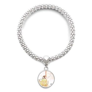 Imagem de DIYthinker Pulseira Xinghua Swallow estilo chinês aquarela prata pingente joia corrente ajustável