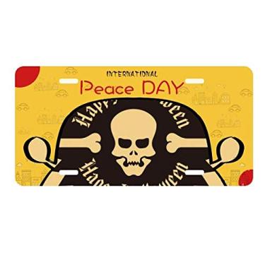 Imagem de DIYthinker Placa de carro com estampa circular de Halloween, caveira, decoração de carro, dia da paz