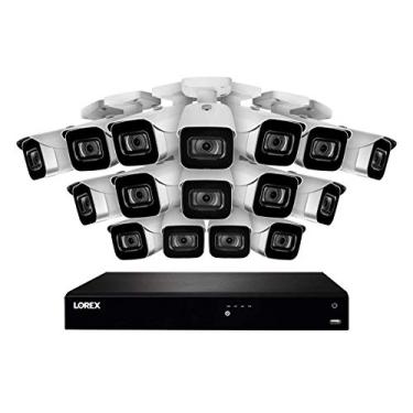 Imagem de Lorex N4K3-1616WB 16 Sistema de Vigilância 4K Canal com N862A63B 3TB 4K Fusão NVR e 16 E841CA-E 8MP Branco Bala Câmeras
