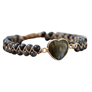 Imagem de Pulseira de jaspe com coração apaixonado, 2022 nova pulseira natural em forma de coração em forma de coração pulseiras clássicas em formato de coração pulseiras de pedra artesanal