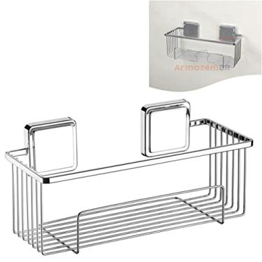 Imagem de Suporte Porta Shampoo Prateleira Banheiro Adesivo Dupla Face Cromado - 180 Future - Cromado