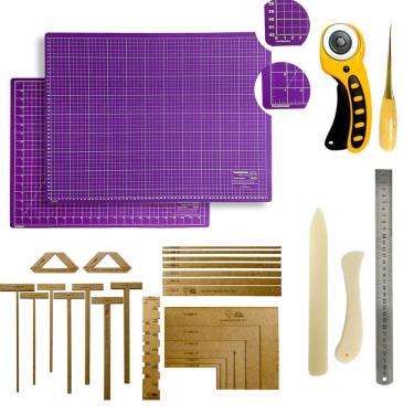 Imagem de Base de Corte A2 45x60 Dupla Face Kit Encadernação Gabarito Esquadros Scrapbook Réguas Cortador de Tecidos Dobradeira Agulhão