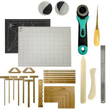 Imagem de Base de Corte A2 45x60 Dupla Face Kit Encadernação Gabarito Esquadros Scrapbook Réguas Cortador de Tecidos Dobradeira Agulhão
