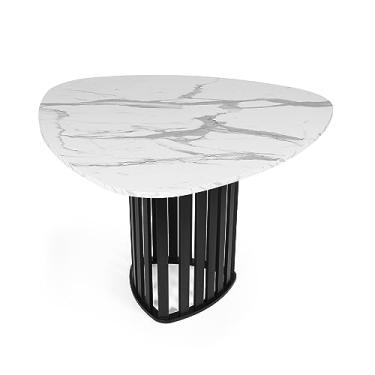 Imagem de Mesa de Jantar Orgânica 4 Lugares 120x118cm Marmorizado/Preto - Straub Web